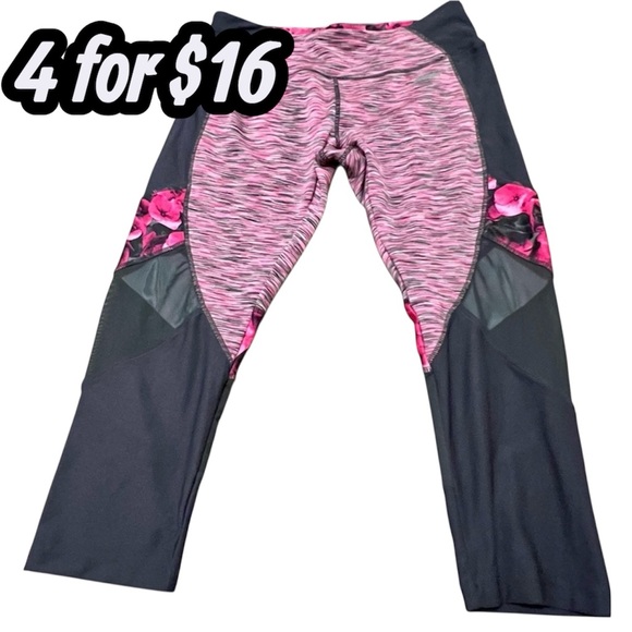 Avia Black/Pink High Rise Perform Crop Leggings SZ S 4/$16 - Picture 1 of 12